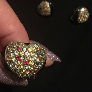 🔥sapphires Black onyx sterling silver set